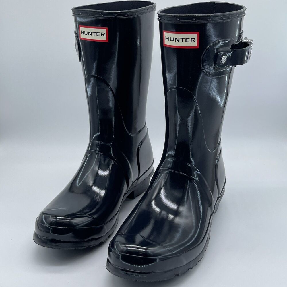 Hunter Original Short Gloss Navy Rain Boots | WFS1000RGL | Women's 9 | NEW